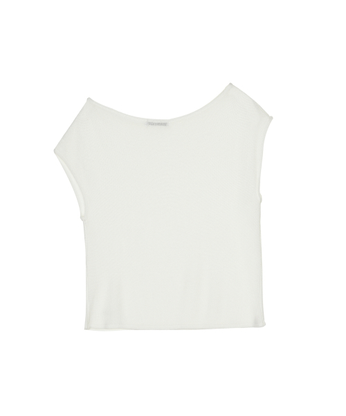 TEXTURED BOAT NECK KNIT TOP_IVORY