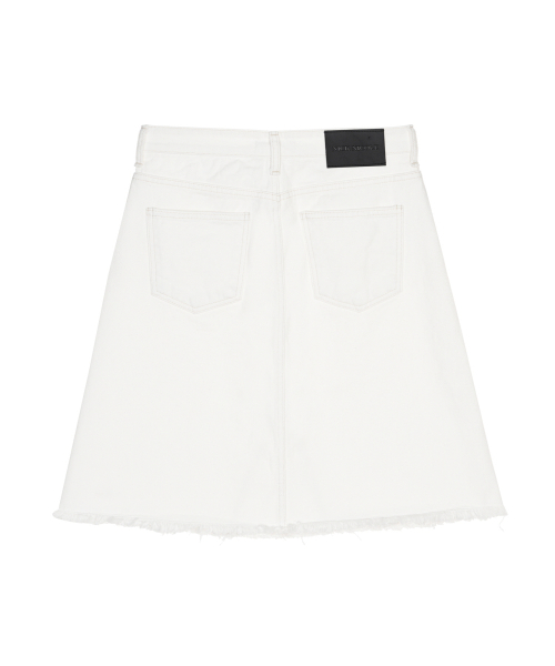RAW CUT MIDI DENIM SKIRT_IVORY