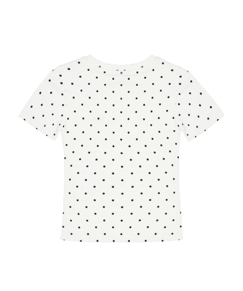 DOT HALF SLEEVE TOP_WHITE