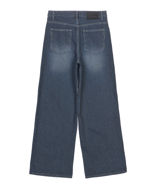 PIN STRIPE WIDE DENIM PANTS_BLUE