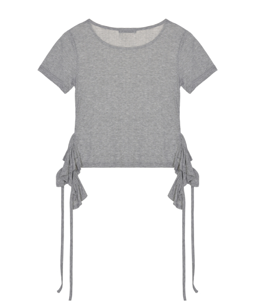 SIDE SHIRRING TIE TOP_GRAY
