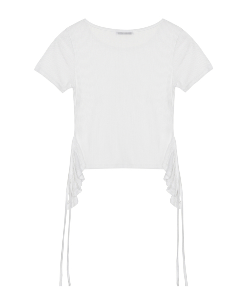 SIDE SHIRRING TIE TOP_IVORY