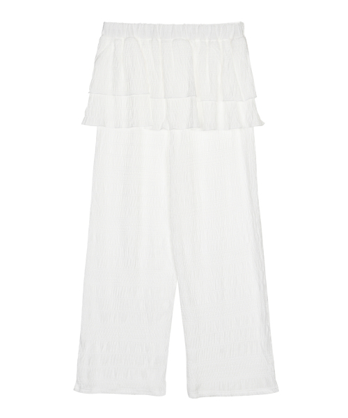 LACE RUFFLE SKIRT PANTS_IVORY