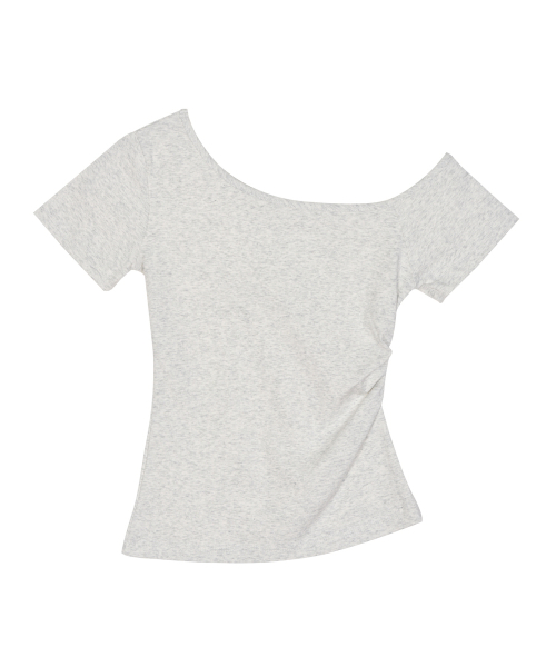ASYMMETRIC SHIRRING TOP_OATMEAL