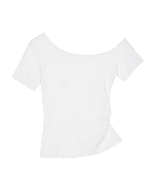 ASYMMETRIC SHIRRING TOP_IVORY