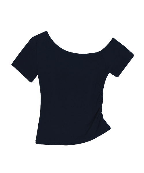 ASYMMETRIC SHIRRING TOP_NAVY