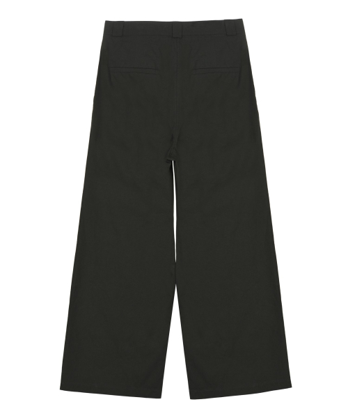 TUCK WIDE COTTON PANTS_CHARCOAL