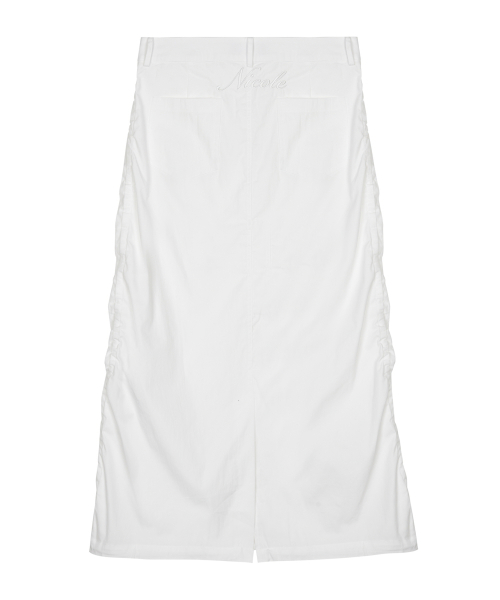 NICOLE SHIRRING LONG SKIRT_WHITE