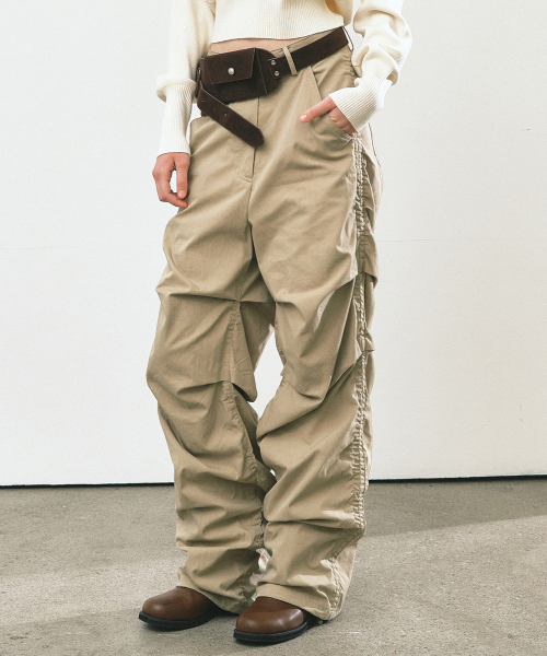 NICOLE SHIRRING PANTS_BEIGE