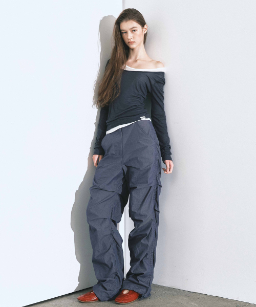 NICOLE SHIRRING PANTS_DENIM