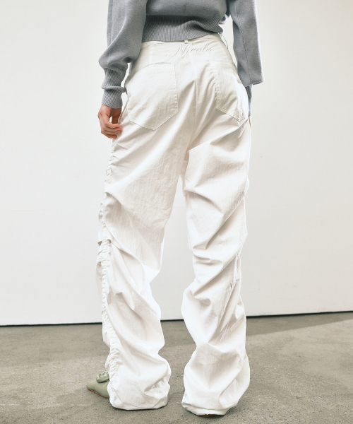 NICOLE SHIRRING PANTS_WHITE