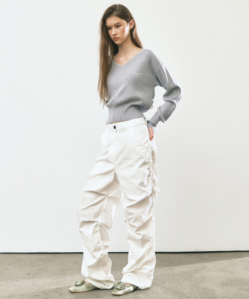 NICOLE SHIRRING PANTS_WHITE