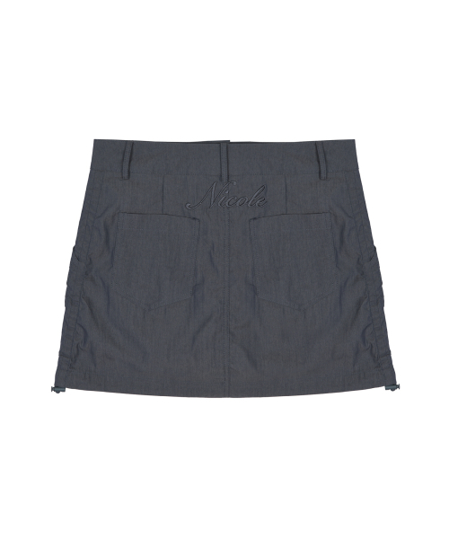 NICOLE SHIRRING MINI SKIRT_DENIM