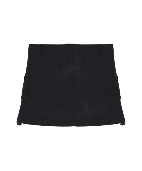 NICOLE SHIRRING MINI SKIRT_BLACK