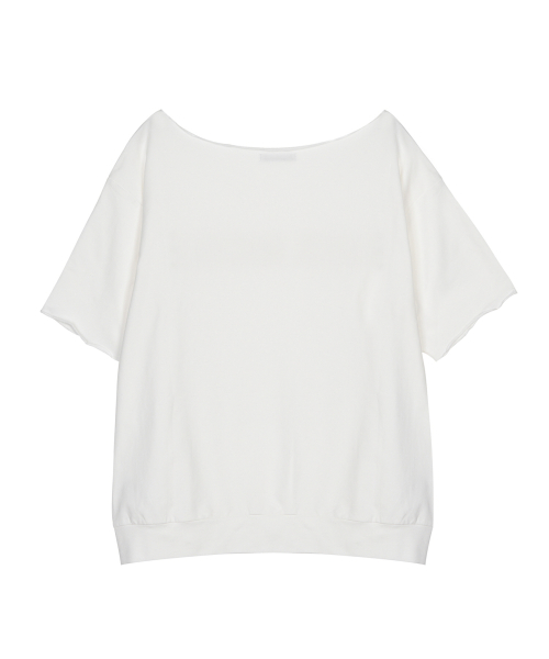 RAW CUT HALF SLEEVE TOP_WHITE