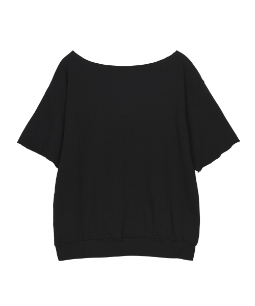 RAW CUT HALF SLEEVE TOP_BLACK