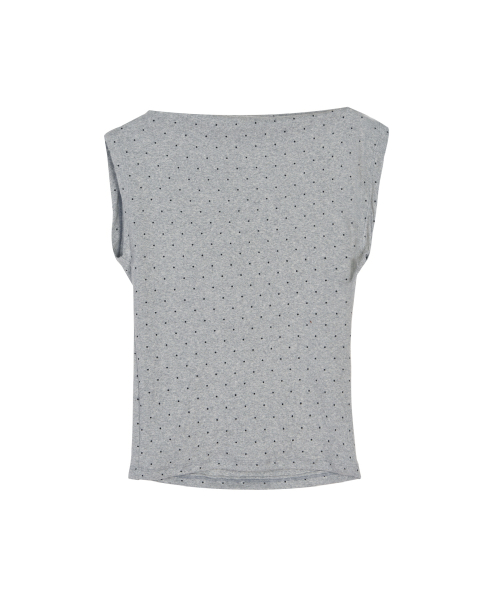 DOT SHIRRING DRAPE SLEEVELESS TOP_GRAY