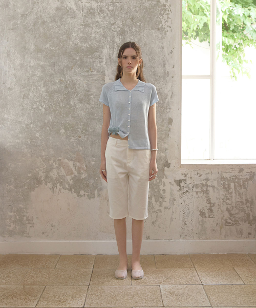 Haze half-sleeve cardigan - Skyblue