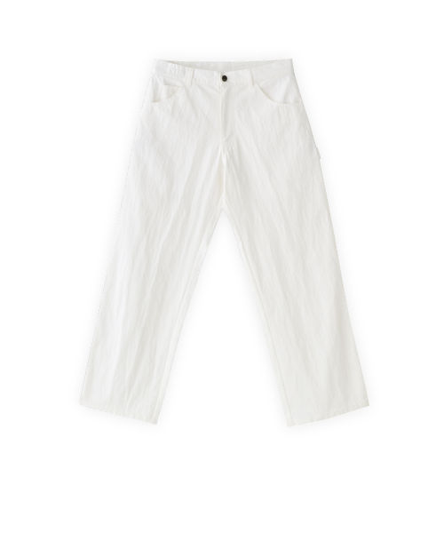 002 Washed capenter pants in loose fit white