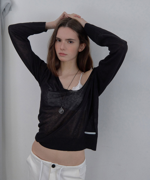 Pento summer deep v-neck knit - Black