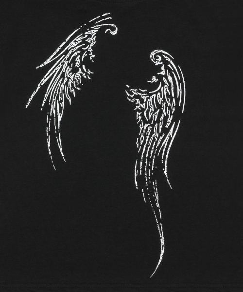 ETHER ANGEL WINGS ONE SHOULDER HALF T (2COLOR)