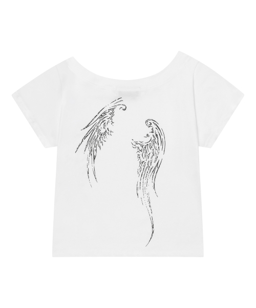 ETHER ANGEL WINGS ONE SHOULDER HALF T (2COLOR)