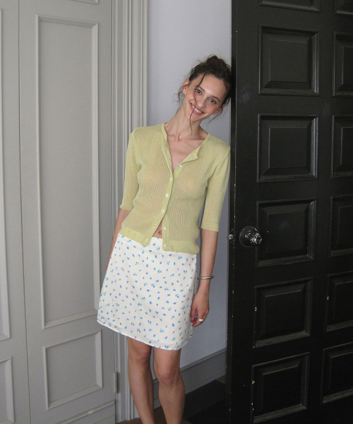Freesia floral mini skirt - Lemon