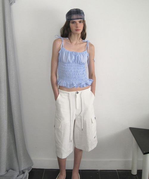 Siena linen bermuda pants - Ivory