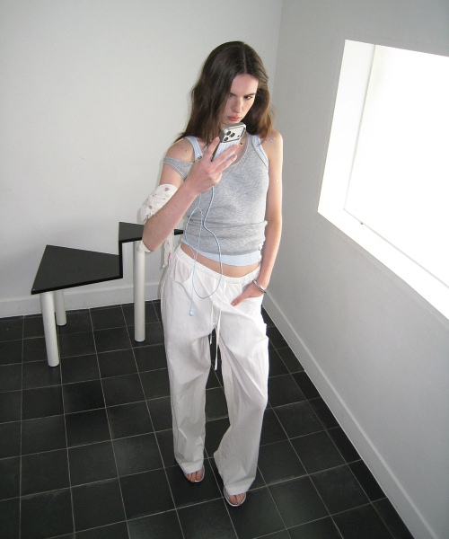 Cove nylon wide pants - Ivory