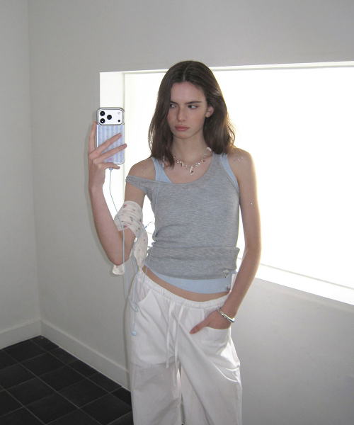 Cove nylon wide pants - Ivory