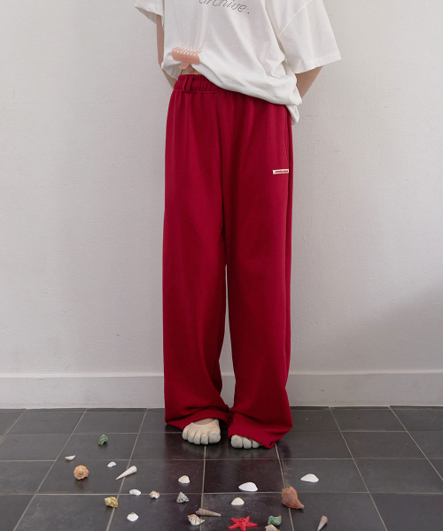Zest banding wide pants - Red