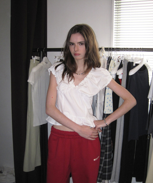 Zest banding wide pants - Red