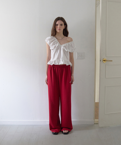 Zest banding wide pants - Red
