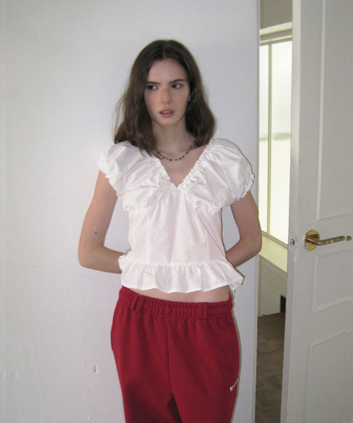 Rielle v-neck shirring blouse - Ivory