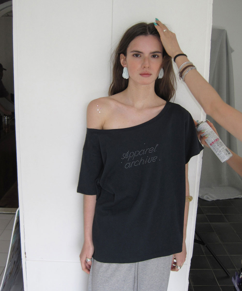 Nova off-shoulder t-shirt - Navy