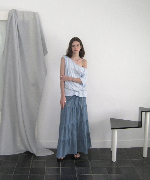 Nova off-shoulder t-shirt - Skyblue