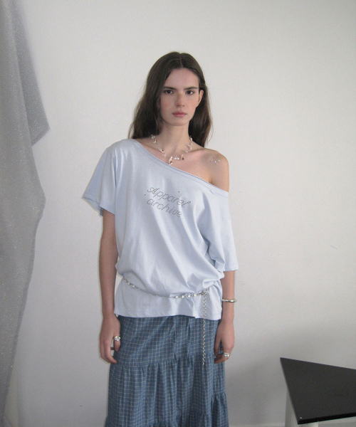 Nova off-shoulder t-shirt - Skyblue