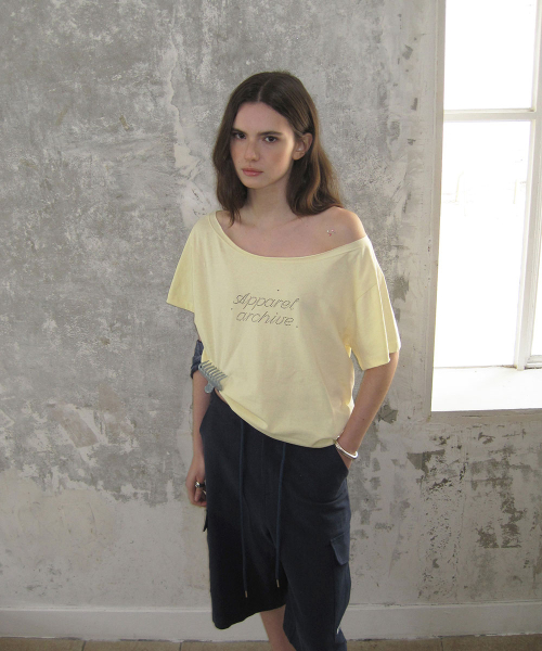 Nova off-shoulder t-shirt - Lemon