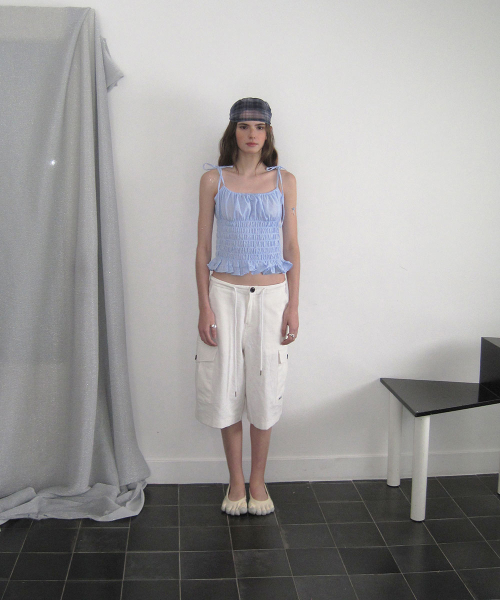 Marina gingham smocked top - Skyblue