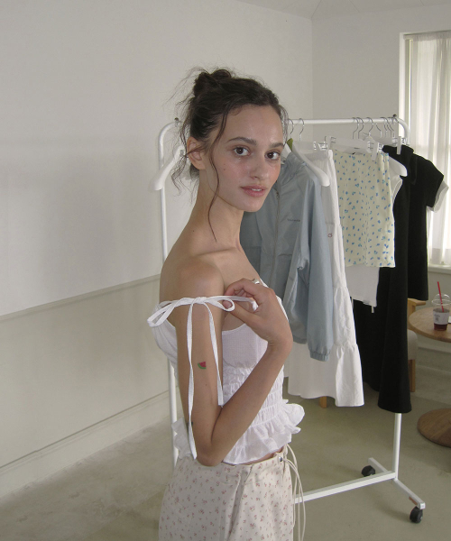 Marina gingham smocked top - Ivory
