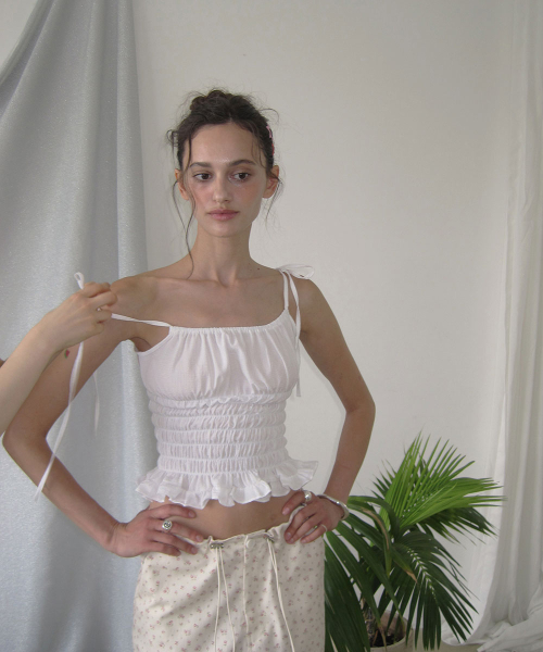 Marina gingham smocked top - Ivory