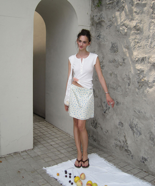 Citrus henley button sleeveless - Ivory
