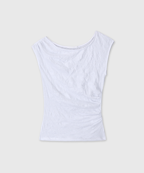 WRINKLE ONE SHOULDER SLEEVELESS (WHITE)
