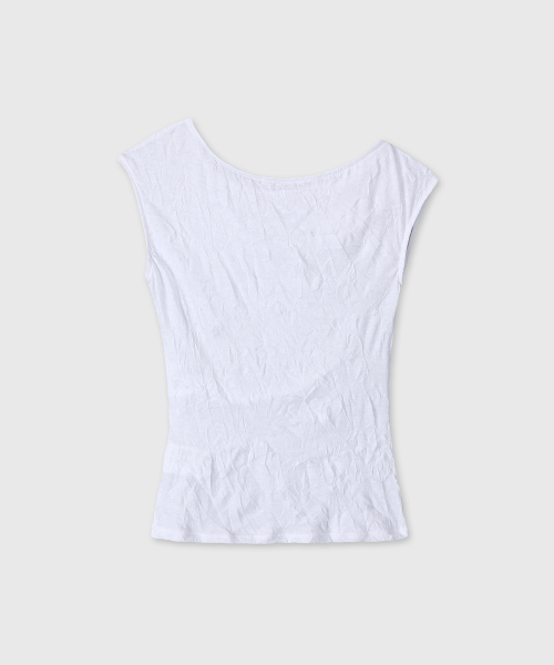 WRINKLE ONE SHOULDER SLEEVELESS (WHITE)