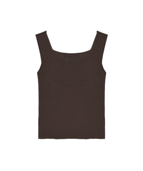 SQUARE NECK KNIT SLEEVELESS_BROWN