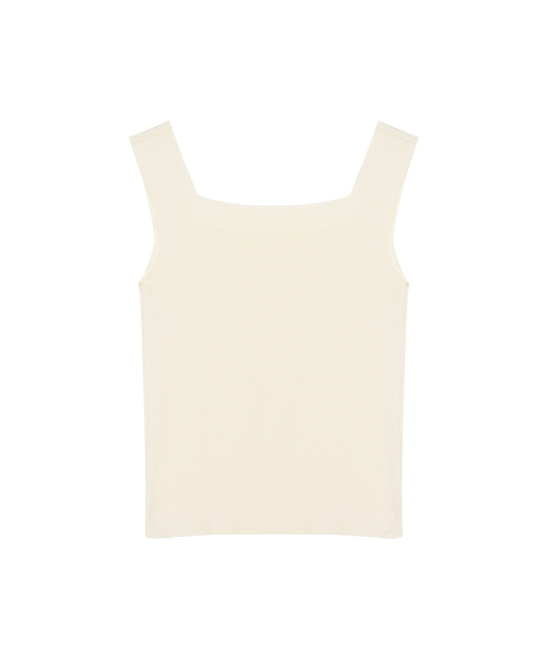 SQUARE NECK KNIT SLEEVELESS_CREAM