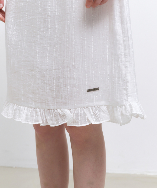 PIN STRIPE FLARE SKIRT_IVORY