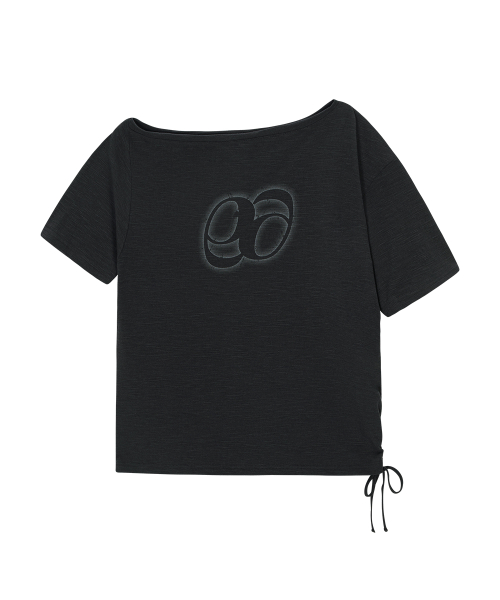 KIKI BOXY SHIRRING TEE / CHARCOAL