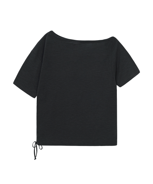 KIKI BOXY SHIRRING TEE / CHARCOAL