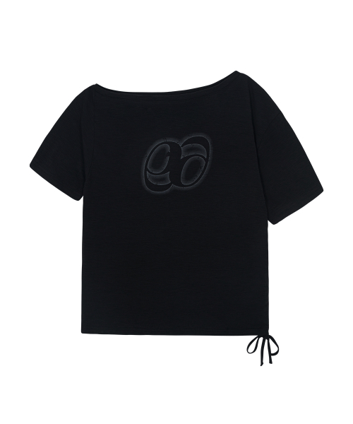 KIKI BOXY SHIRRING TEE / BLACK